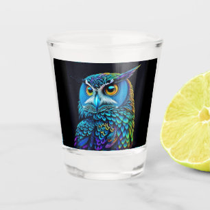 Ai generated Colorful Owl  Shot Glass