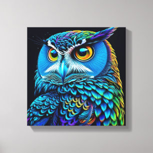 Ai generated Colourful Owl Canvas Print