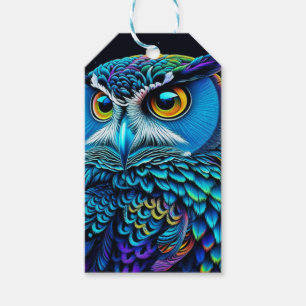 Ai generated Colourful Owl Gift Tags