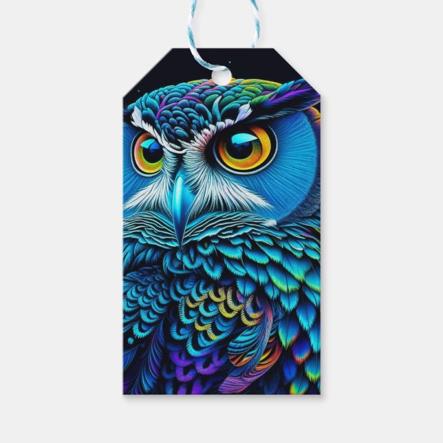 Ai generated Colourful Owl  Gift Tags (Front)