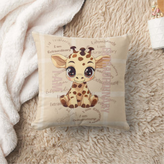 AI generated | Cute Affirmations | Giraffe Throw Pillow