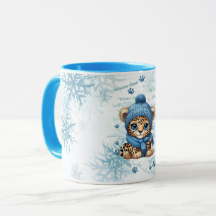 AI generated   Cute Leopard   Winter Mug