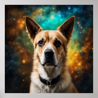 (ai generated) Dog in a mystical place Poster
