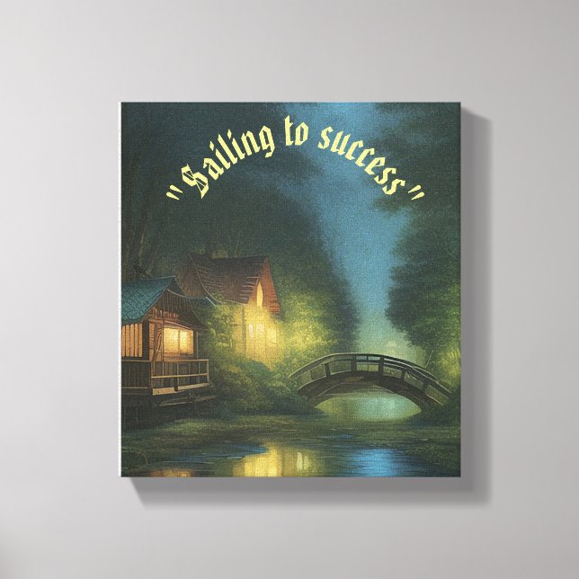 Ai Generated Flow Houses Forest  Canvas Print (Front)
