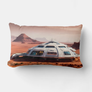 AI-Generated Futuristic Mars Habitat Dome Lumbar Pillow