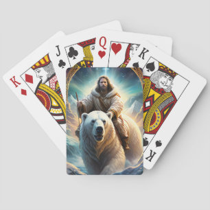 (AI Generated ) Jesus on a polar bear Playing Cards