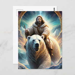 (AI Generated ) Jesus on a polar bear  Postcard
