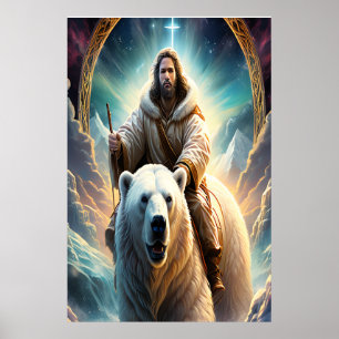 (AI Generated ) Jesus on a polar bear Poster