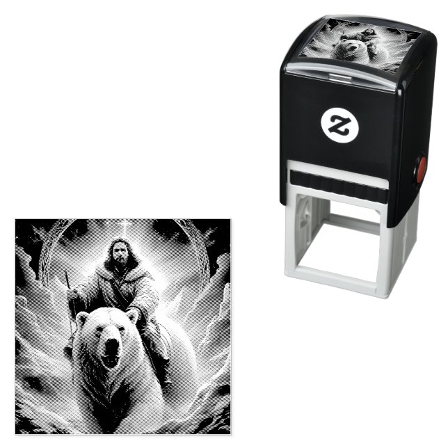 (AI Generated ) Jesus on a polar bear  Self-inking Stamp (In Situ)