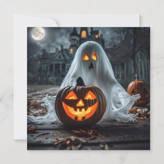 AI Generated Spooky Ghost Halloween Invitation (Back)