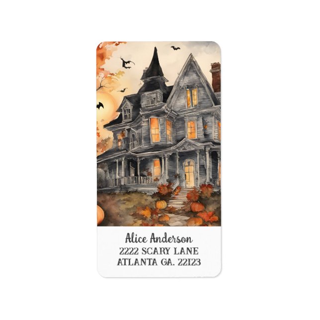 AI Generated Spooky Old House Halloween Label (Front)