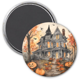 AI Generated Spooky Old House Halloween Magnet