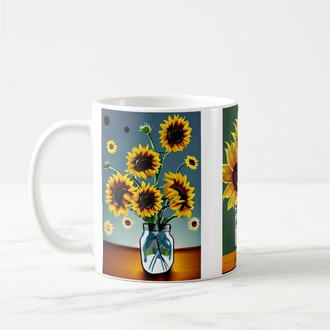 Ai Generated Sunflowers in Vases Coffee Mug (Left)