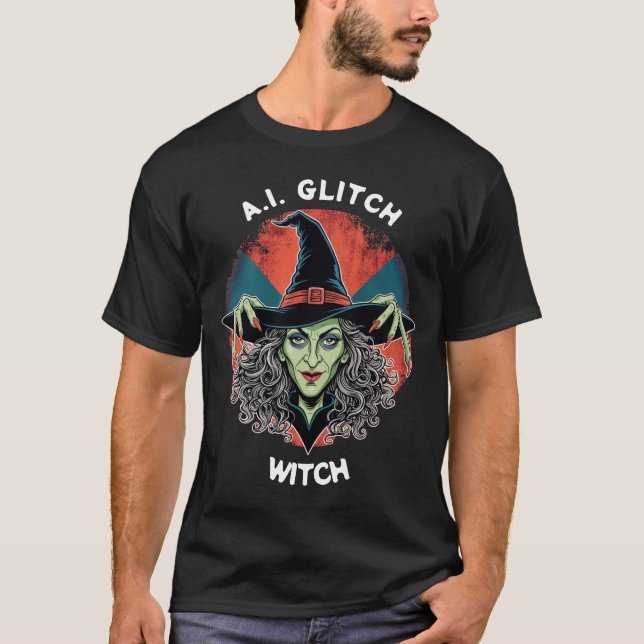 AI Glitch Witch. Scary Witch T-Shirt Men's (Front)