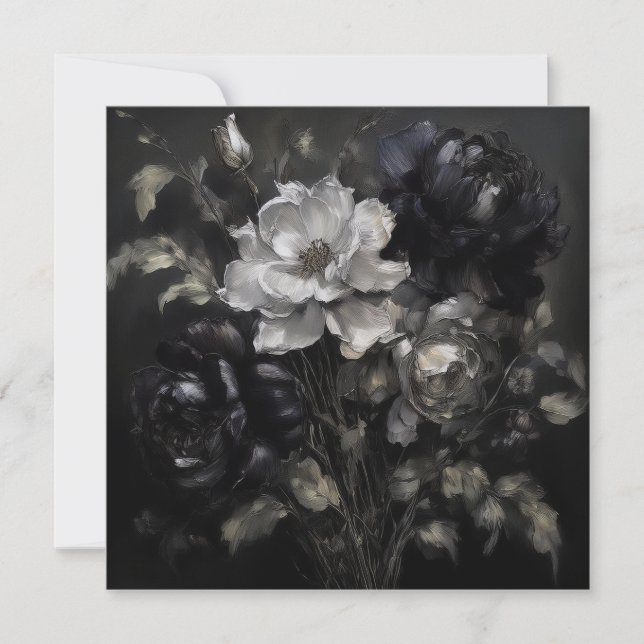 AI Grey flowers Holiday Card (Front)