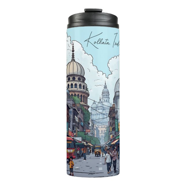 Ai Illustration of Kolkata, India Thermal Tumbler (Front)