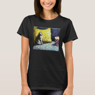 AI Impressionist Cat Watching TV and Eating Popcor T-Shirt