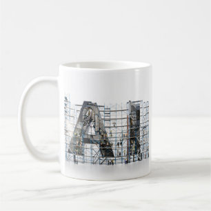 AI Industrial Letterform Architecture Art Coffee Mug