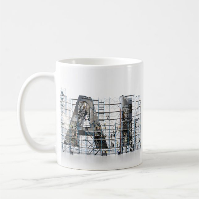 AI Industrial Letterform Architecture Art  Coffee Mug (Left)