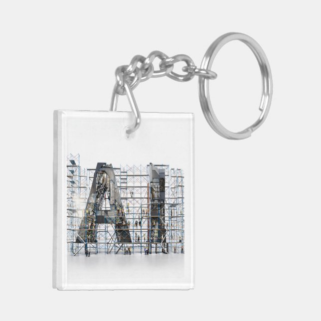 AI Industrial Letterform Architecture Art  Keychain (Back Left)