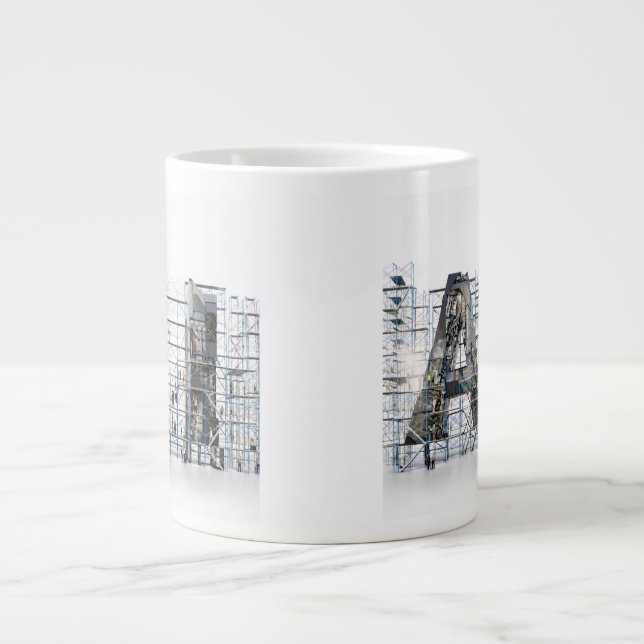 AI Industrial Letterform Architecture Art  Large Coffee Mug (Front)