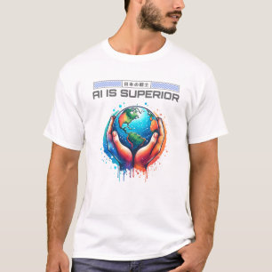 AI is Superior - Earth in Hands Art Design T-Shirt