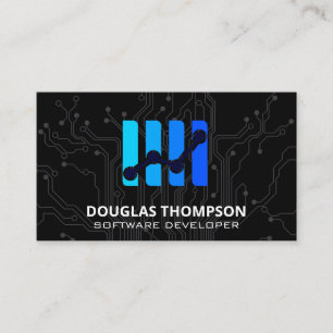 AI Modern Tech Circuit Logo Business Card