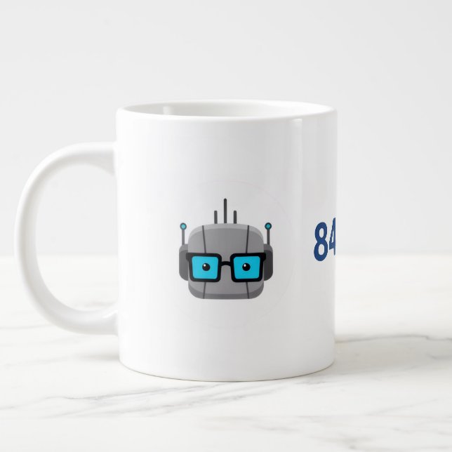 AI Nerd Jumbo Mug: Fuel Your Code with 844-AI-NERD Large Coffee Mug (Left)
