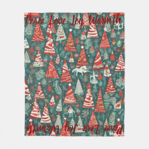 AI Peace Love Joy Warmth Christmas Tree Blanket