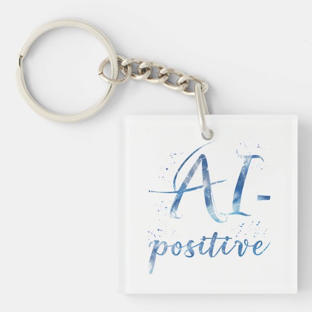 AI-Positive Text Art Keychain (Front)