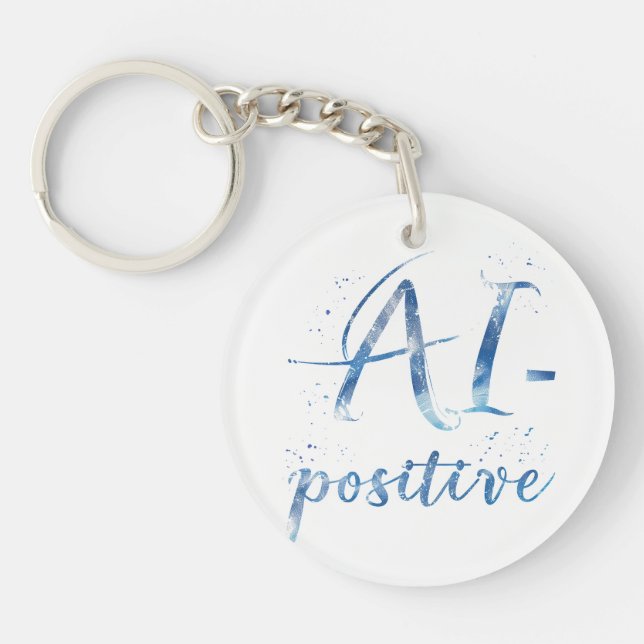 AI-Positive Text Art Keychain (Front)
