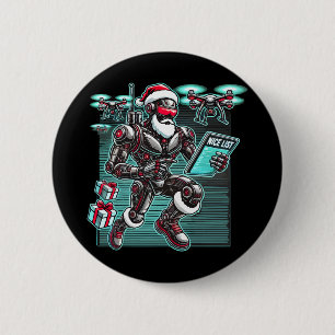 AI Powered Santa Robot with Drones and Christmas L 2 Inch Round Button