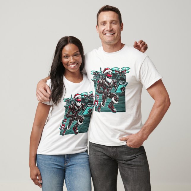 AI Powered Santa Robot with Drones and Christmas L T-Shirt (Unisex)