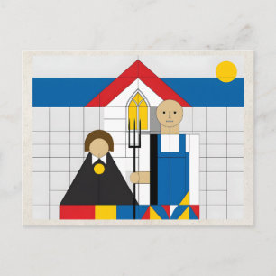AI Remix Artwork Bauhaus Couple Postcard