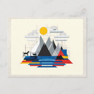 AI Remix Artwork Bauhaus Mountains Postcard