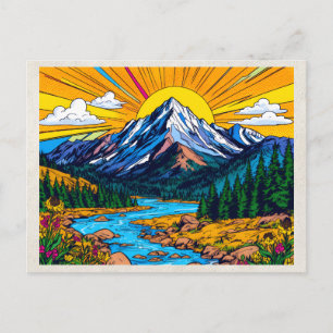 AI Remix Artwork Pop Art Mountains Postcard