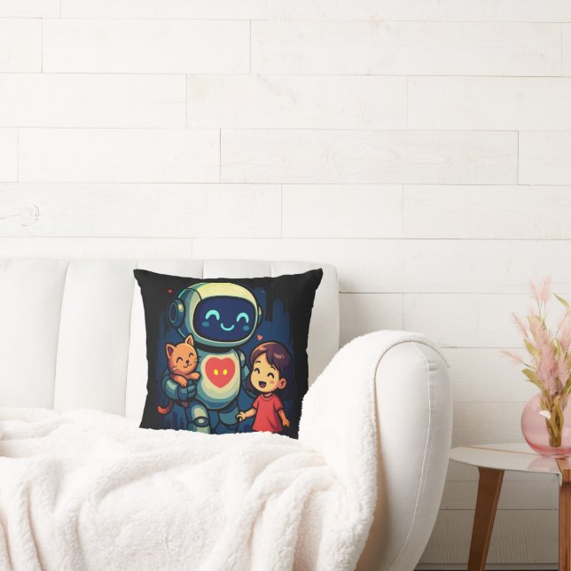 AI & Robot Characters – Futuristic Design Collecti Throw Pillow (Couch)