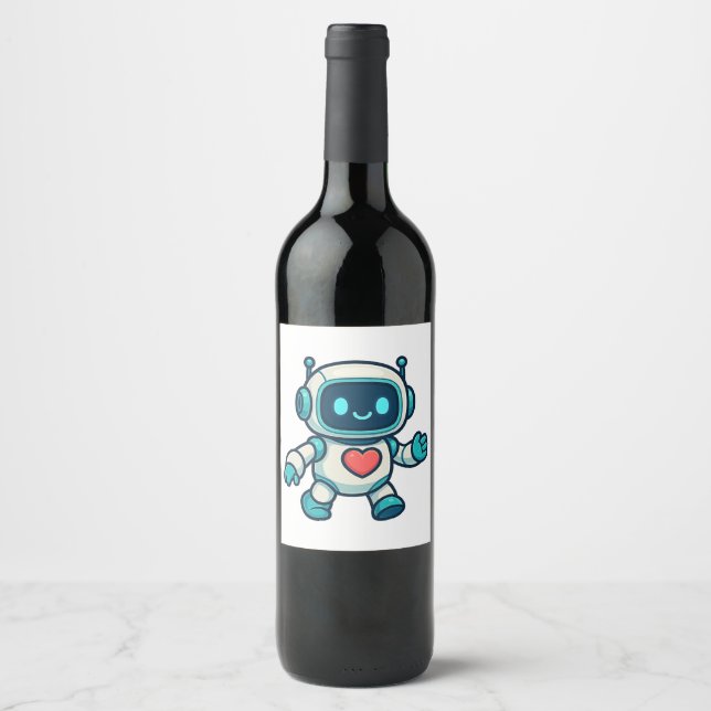 AI & Robot Characters Wine Label (Front)