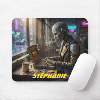 AI Robot Cyborg Android Woman Laptop Computer Mouse Pad