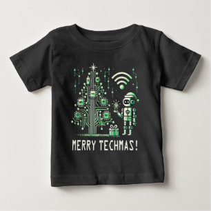 AI Robot with Tech Christmas Tree – Merry Techmas Baby T-Shirt