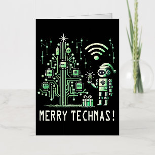 AI Robot with Tech Christmas Tree – Merry Techmas Foil Greeting Card