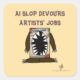 AI Slop Devours Artists' Jobs I Square Sticker