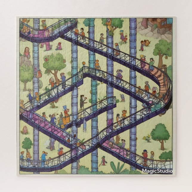AI Strange Land of Chutes and Ladders Puzzle (Vertical)