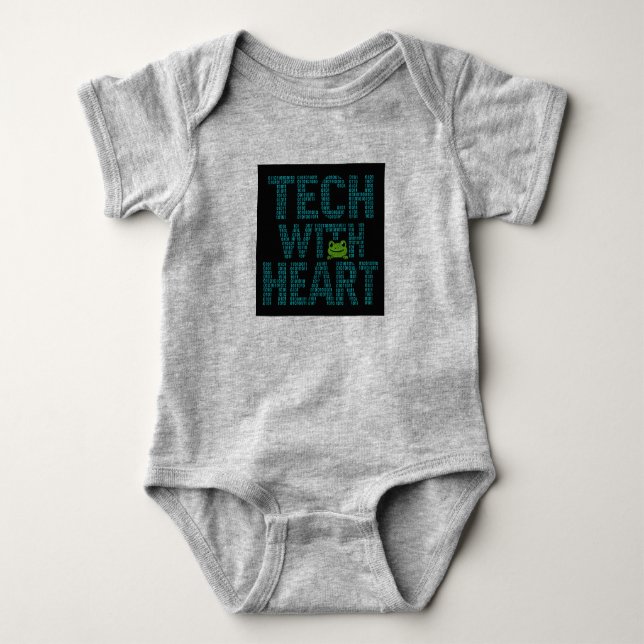 AI: Tech With Heart Frog  Baby Bodysuit (Front)