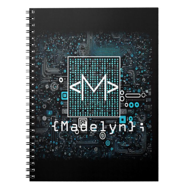 Ai - Technology - Coding Monogram - Letter M Notebook (Front)