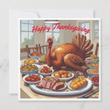 AI Téléchargé Dîner Turquie Carte Thanksgiving