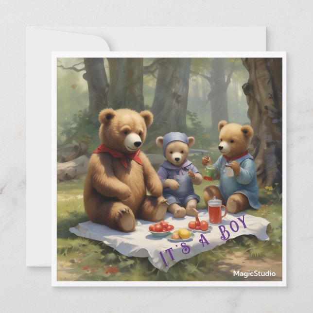 AI Téléchargeable Teddy Bear carte de pique-nique (Devant)