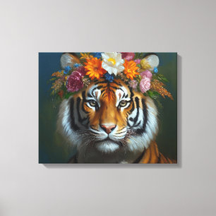 AI Tiger with flowers Canvas Print