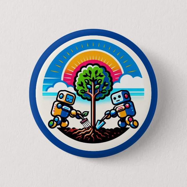 AI Tree Planter - Nature's Tech Ally 2 Inch Round Button (Front)