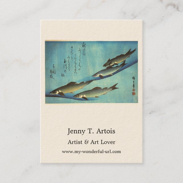 Ai (Trout) - Hiroshige's Colour Japanese Fish Prin Business Card (Front)